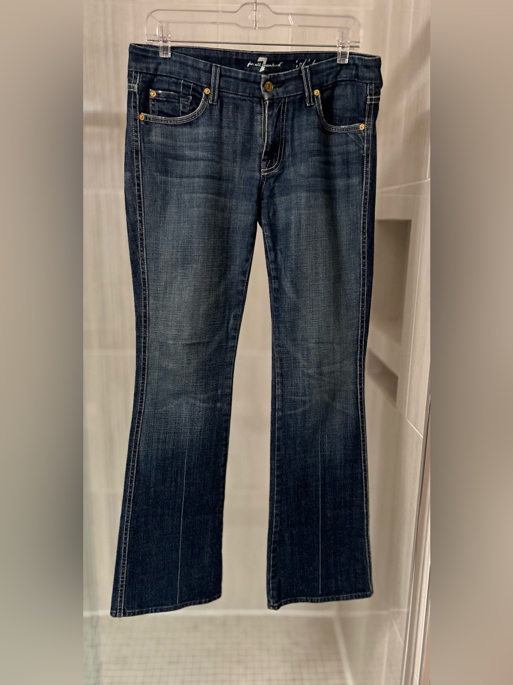 7 For All Mankind Dark Blue Wide Leg Jeans